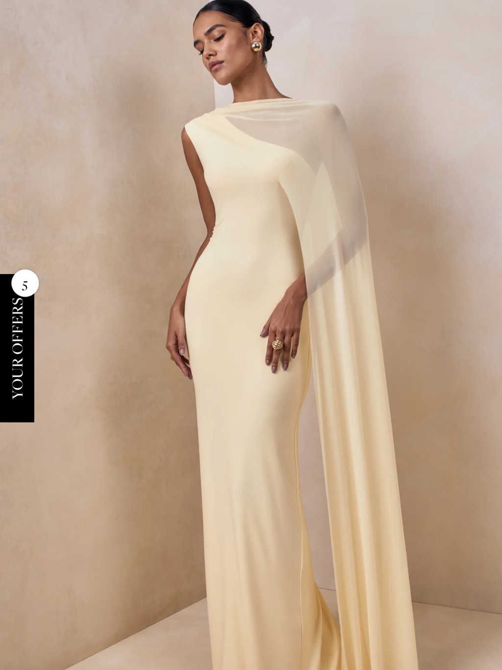 Mirelle Lemon Boat-Neck Maxi Dress With Cape-Sleeve